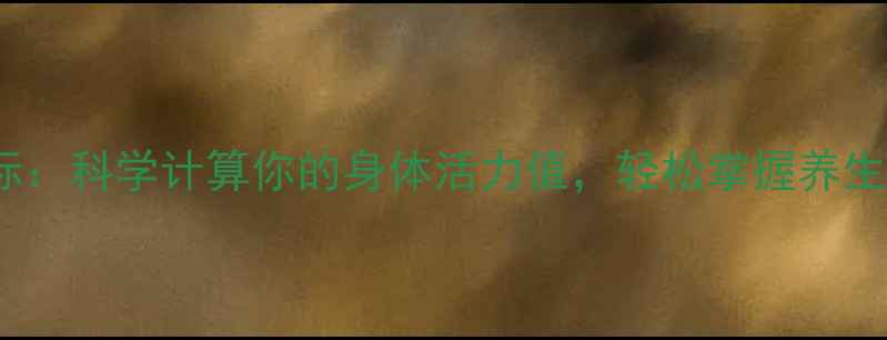 PSY健康指标科学计算你的身体活力值轻松掌握养生黄金法则
