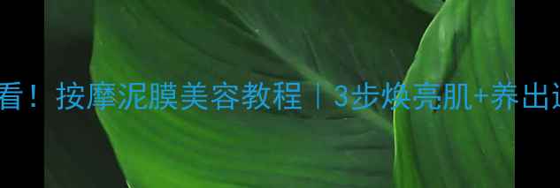 养生党必看按摩泥膜美容教程3步焕亮肌养出透亮肌底