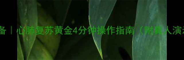 急救必备心肺复苏黄金4分钟操作指南附真人演示图解