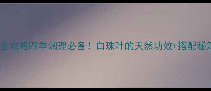 白珠养生全攻略四季调理必备白珠叶的天然功效搭配秘籍大公开