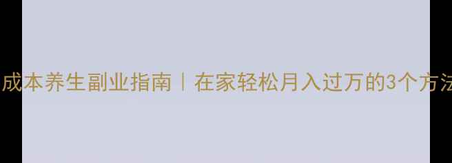 图片 ✨零成本养生副业指南｜在家轻松月入过万的3个方法🌟2