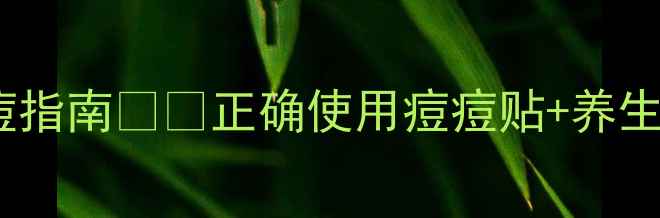内调外养祛痘指南正确使用痘痘贴养生秘方养成素肌
