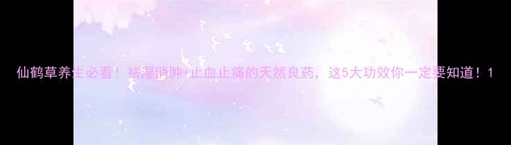 仙鹤草养生必看祛湿消肿止血止痛的天然良药这5大功效你一定要知道
