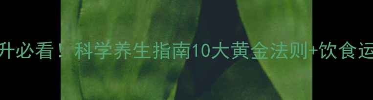 图片 免疫力提升必看！科学养生指南10大黄金法则+饮食运动全攻略