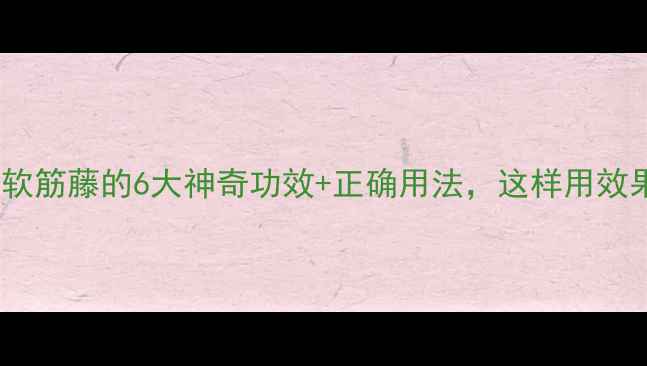 养生必备软筋藤的6大神奇功效正确用法这样用效果翻倍