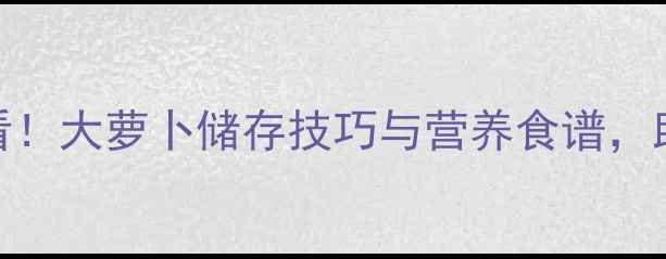 冬季养生必看大萝卜储存技巧与营养食谱助你健康过冬
