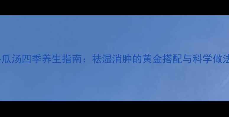 冬瓜汤四季养生指南祛湿消肿的黄金搭配与科学做法