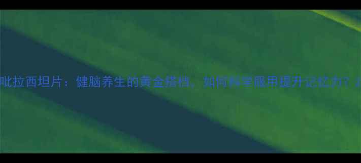 吡拉西坦片健脑养生的黄金搭档如何科学服用提升记忆力