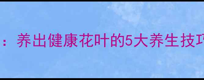 天堂鸟养殖全攻略养出健康花叶的5大养生技巧与家庭养护指南