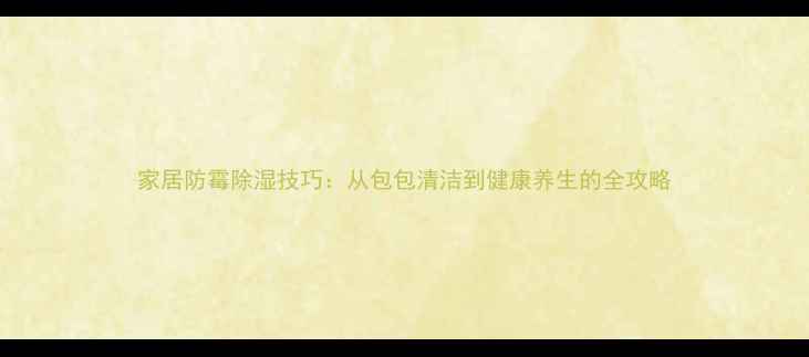 家居防霉除湿技巧从包包清洁到健康养生的全攻略