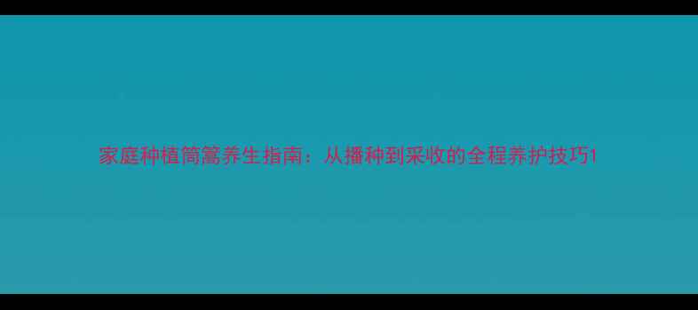 图片 家庭种植筒篙养生指南：从播种到采收的全程养护技巧1