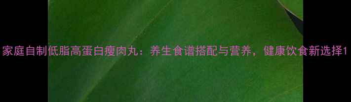 图片 家庭自制低脂高蛋白瘦肉丸：养生食谱搭配与营养，健康饮食新选择1
