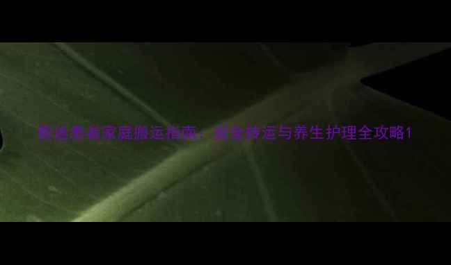 昏迷患者家庭搬运指南安全转运与养生护理全攻略