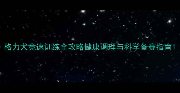 图片 格力犬竞速训练全攻略健康调理与科学备赛指南1