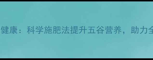 水稻种植与养生健康科学施肥法提升五谷营养助力全民食疗新潮流