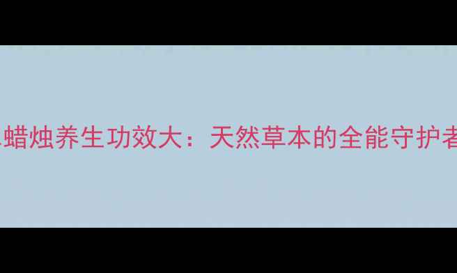 水蜡烛养生功效大天然草本的全能守护者