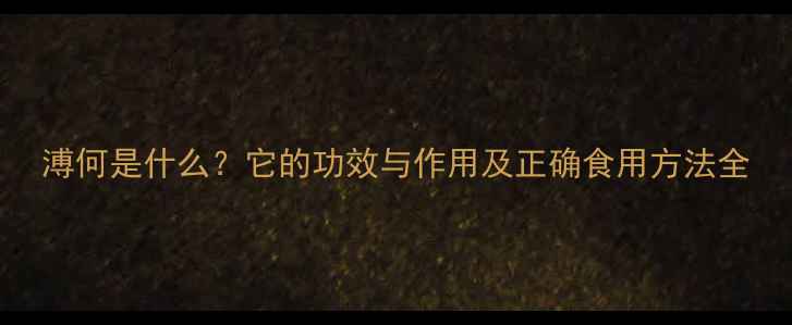 溥何是什么它的功效与作用及正确食用方法全