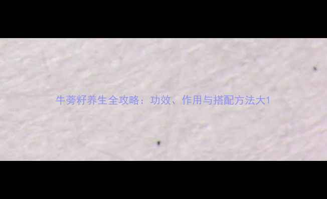 牛蒡籽养生全攻略功效作用与搭配方法大