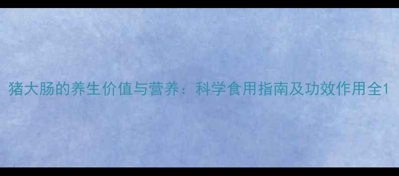猪大肠的养生价值与营养科学食用指南及功效作用全