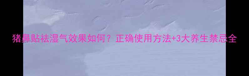 猪鼻贴祛湿气效果如何正确使用方法3大养生禁忌全