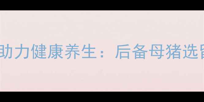 图片 科学养殖助力健康养生：后备母猪选留全攻略2