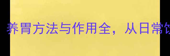 图片 科学护胃指南：养胃方法与作用全，从日常饮食到习惯养成