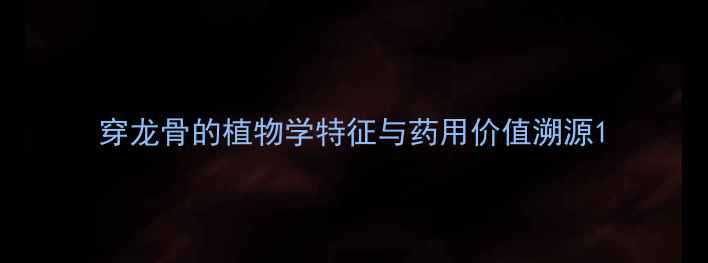 穿龙骨的植物学特征与药用价值溯源