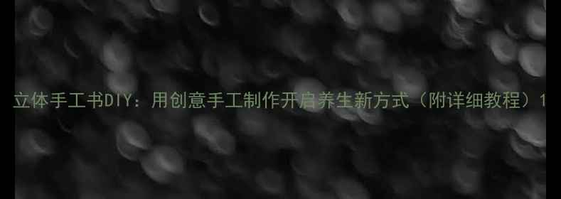 立体手工书DIY用创意手工制作开启养生新方式附详细教程