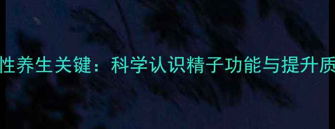 精子健康是男性养生关键科学认识精子功能与提升质量的五大策略