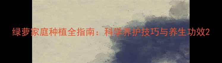 绿萝家庭种植全指南科学养护技巧与养生功效