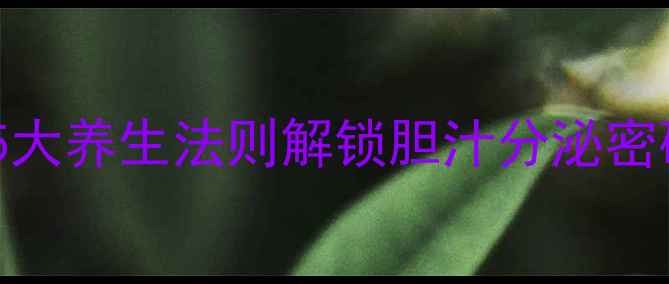 胆囊健康决定寿命长短5大养生法则解锁胆汁分泌密码养胆护肝从这3步开始