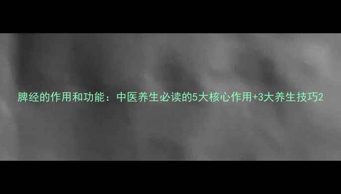 脾经的作用和功能中医养生必读的5大核心作用3大养生技巧