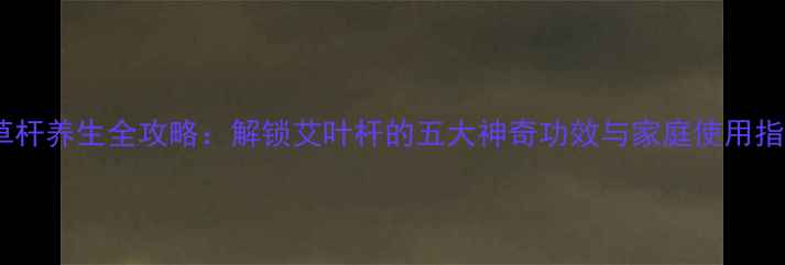 艾草杆养生全攻略解锁艾叶杆的五大神奇功效与家庭使用指南