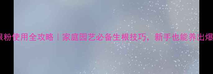 花卉生根粉使用全攻略家庭园艺必备生根技巧新手也能养出爆盆花