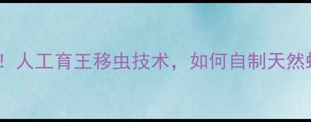 图片 蜂蜜爱好者必看！人工育王移虫技术，如何自制天然蜂王浆养生法？2