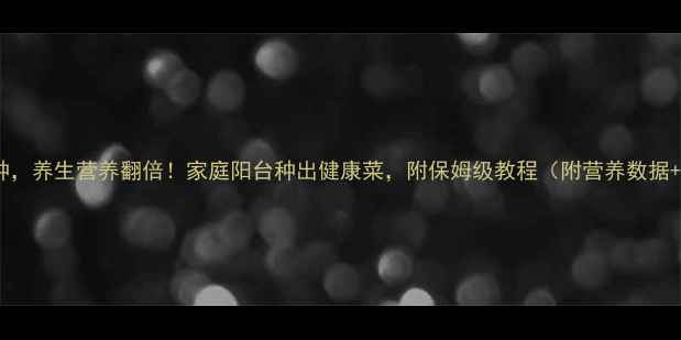 豆芽菜这样种养生营养翻倍家庭阳台种出健康菜附保姆级教程附营养数据防霉技巧