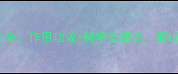 足三里穴位养生全作用功效科学按摩法解锁健康长寿密码