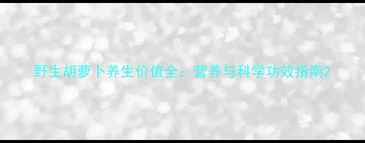 野生胡萝卜养生价值全营养与科学功效指南