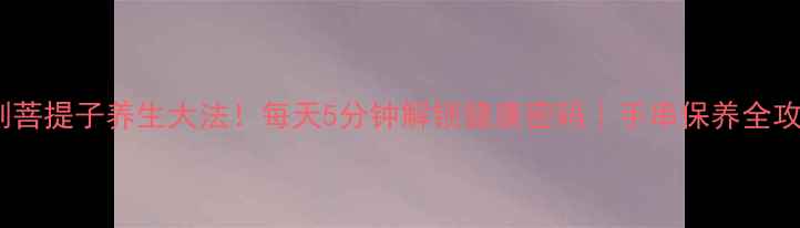 金刚菩提子养生大法每天5分钟解锁健康密码手串保养全攻略