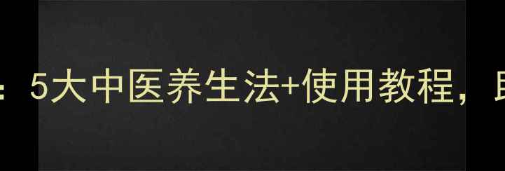 露娜玩趣版养生指南5大中医养生法使用教程助你焕发年轻活力