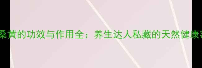 图片 马蹄桑黄的功效与作用全：养生达人私藏的天然健康密码1