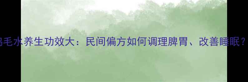 鸡毛水养生功效大民间偏方如何调理脾胃改善睡眠