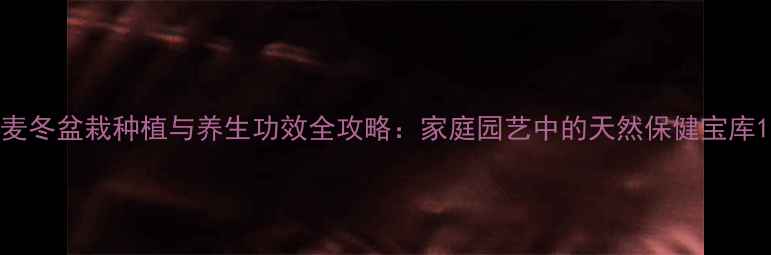 图片 麦冬盆栽种植与养生功效全攻略：家庭园艺中的天然保健宝库1