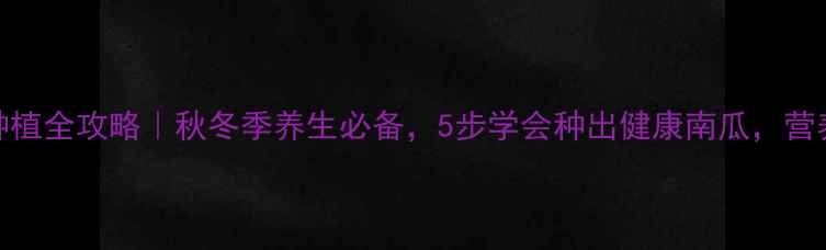 图片 🌞南瓜种植全攻略｜秋冬季养生必备，5步学会种出健康南瓜，营养翻倍！