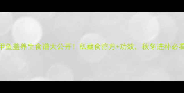 甲鱼盖养生食谱大公开私藏食疗方功效秋冬进补必看