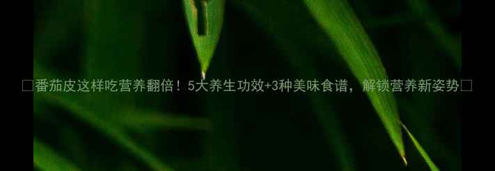 番茄皮这样吃营养翻倍5大养生功效3种美味食谱解锁营养新姿势