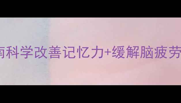 脑神经养护指南科学改善记忆力缓解脑疲劳的5大黄金法则