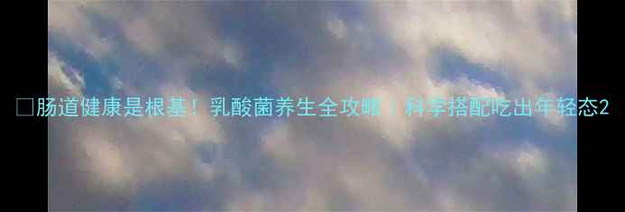 肠道健康是根基乳酸菌养生全攻略科学搭配吃出年轻态