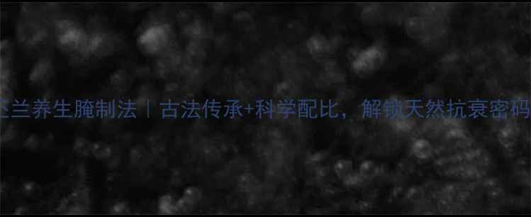 丕兰养生腌制法古法传承科学配比解锁天然抗衰密码