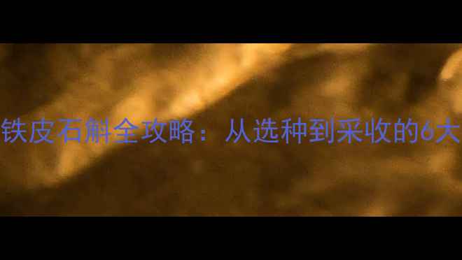 家庭种植铁皮石斛全攻略从选种到采收的6大关键步骤
